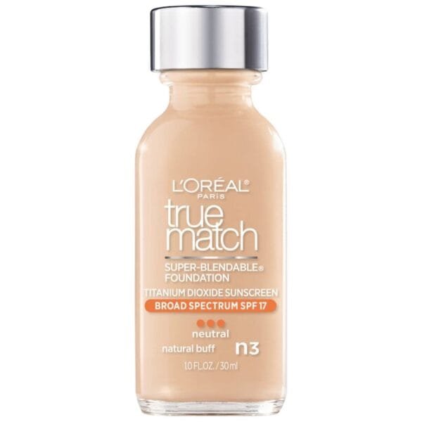 L’Oréal Paris Makeup True Match Super-Blendable Liquid Foundation, Natural Buff N3, 1 Fl Oz,1 Count